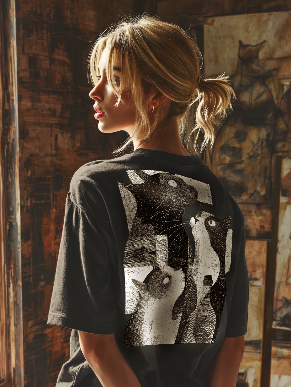 Black & White Cats - Oversize T-Shirt